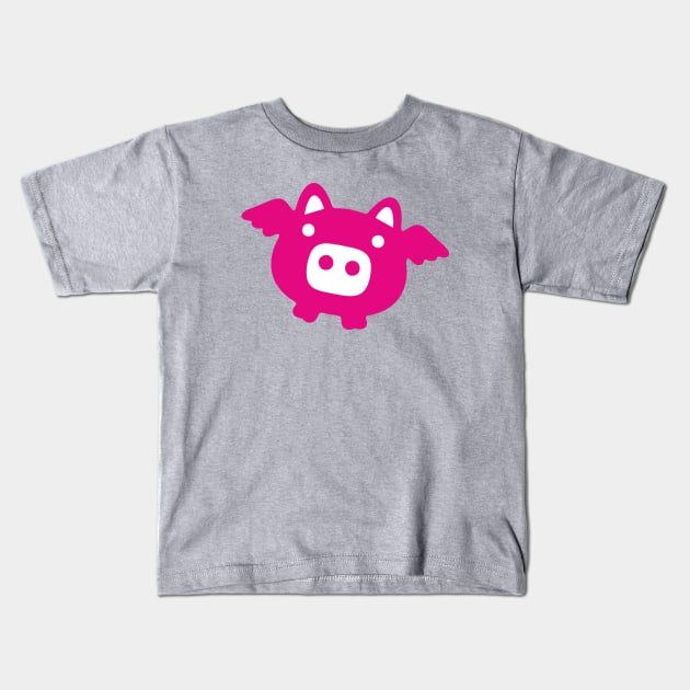 Pink Flying Pig Kids T-Shirt by XOOXOO